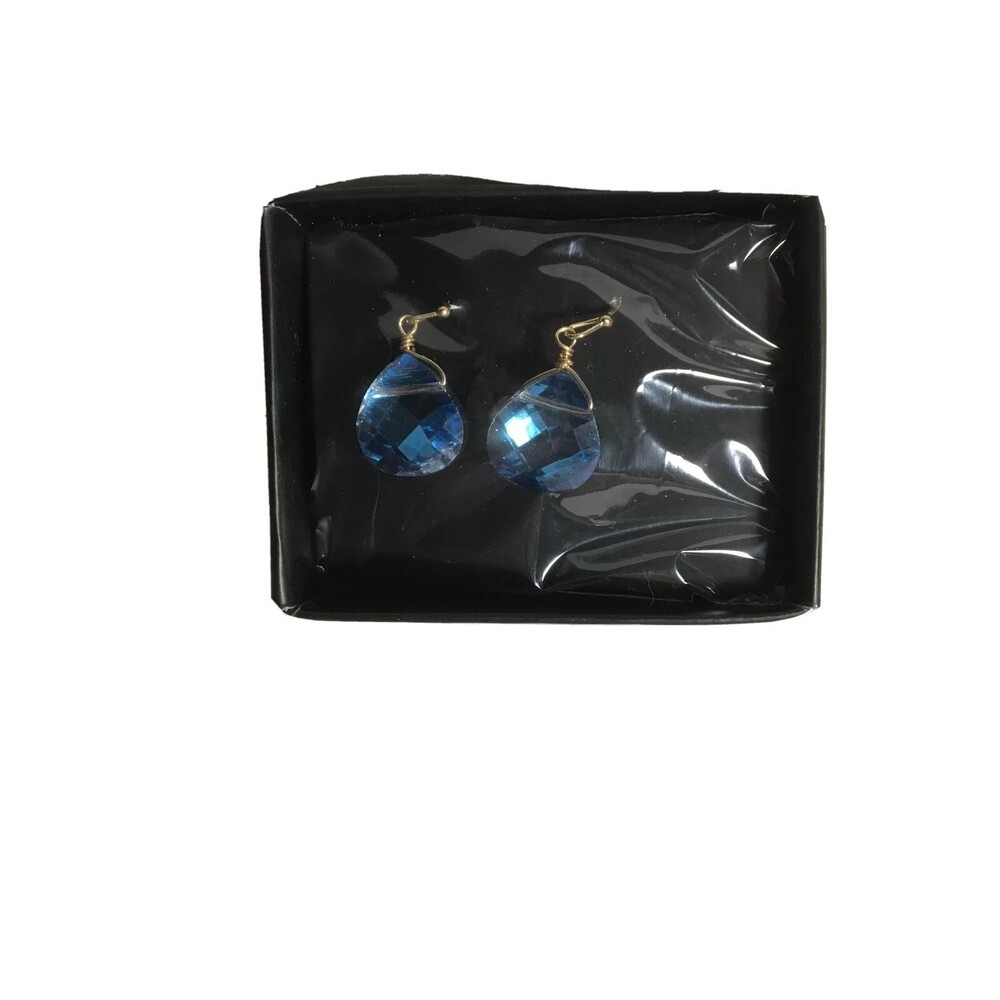 Avon ~ Teardrop Earrings ~ Shimmering Blue ~ Alloy ~ 1" Drop Dangle Earrings